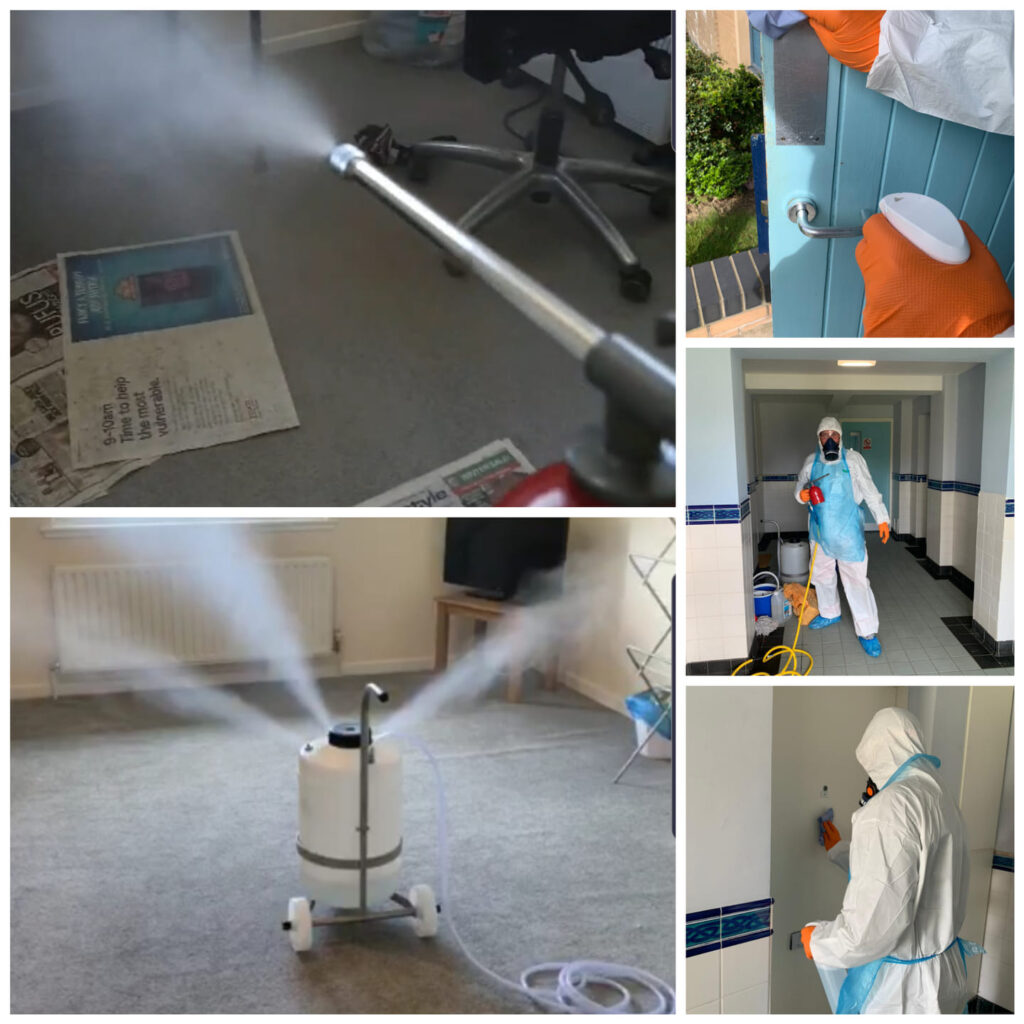 biohazard and virus control cleaning using fogging system